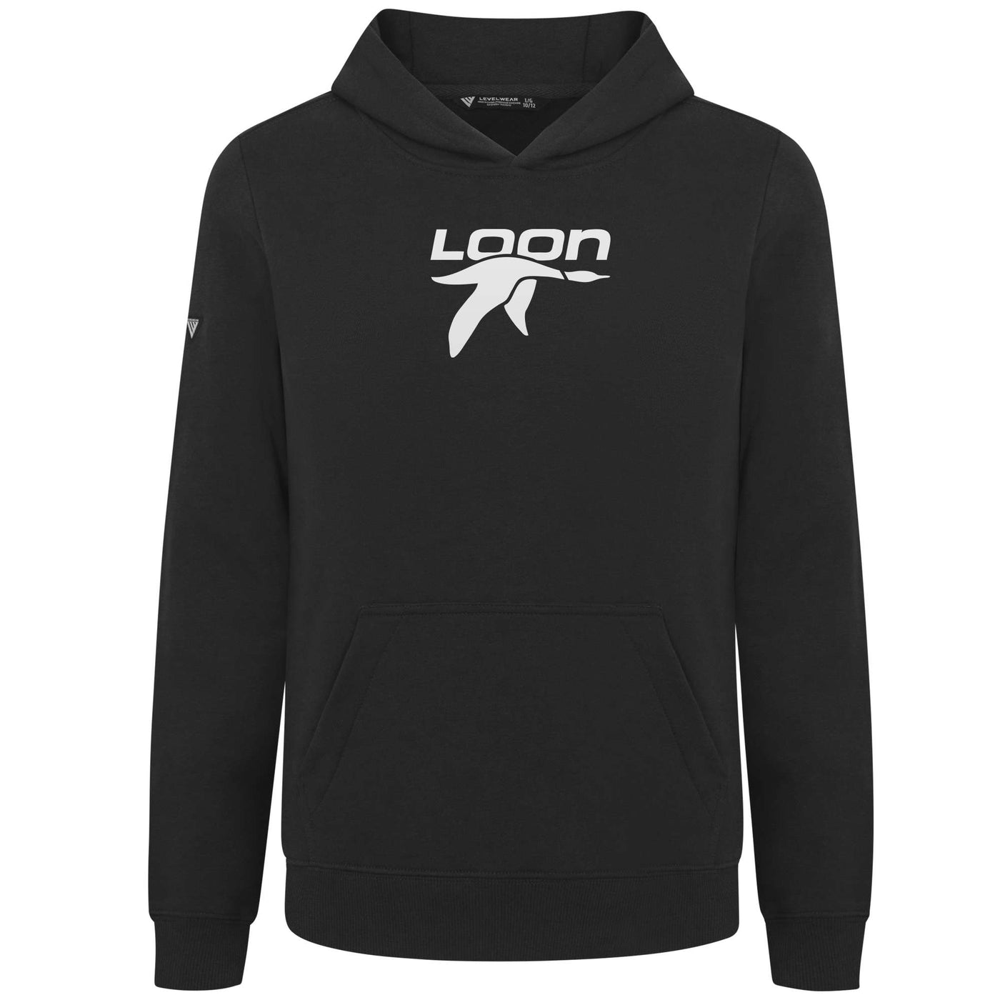 Loon Mountain Kid's Hoody White Chest Logo BLACK