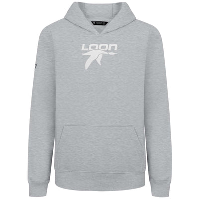 Loon Mountain Kid's Hoody White Chest Logo HEATHER PEBBLE