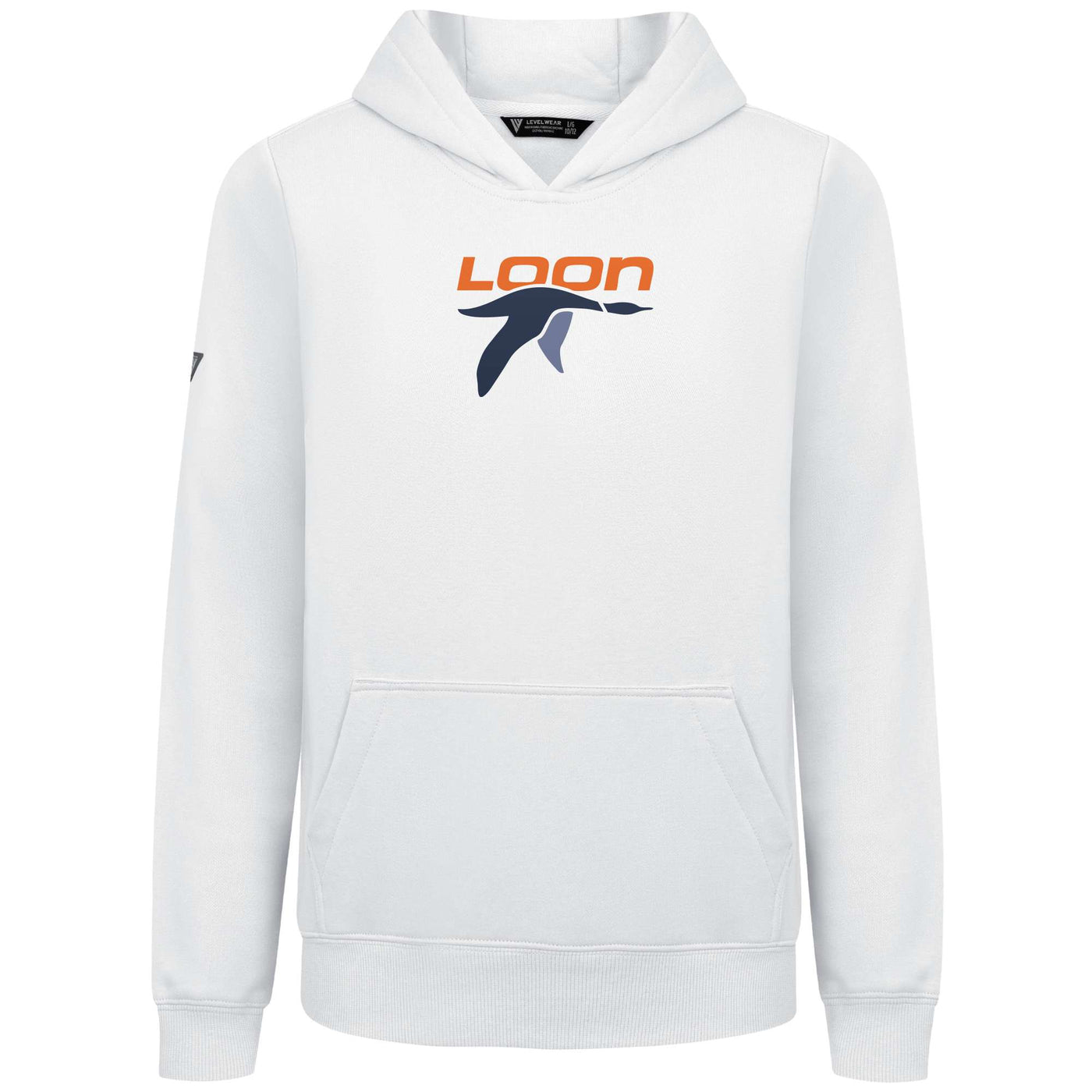 Loon Mountain Kid's Hoody Full Color Chest Logo WHITE