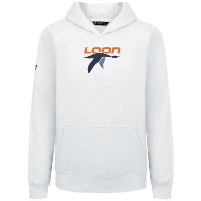 Loon Mountain Kid's Hoody Full Color Chest Logo WHITE