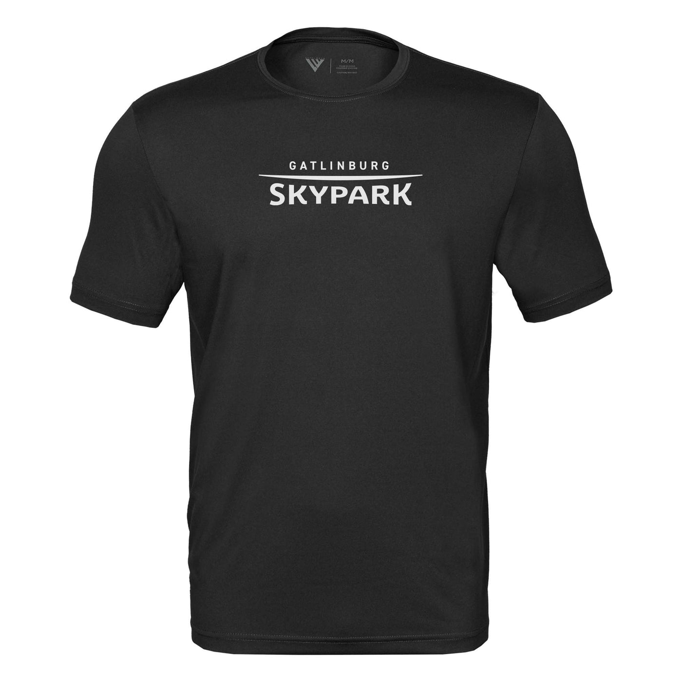 Gatlinburg SkyPark Tech T-Shirt White Chest Logo BLACK