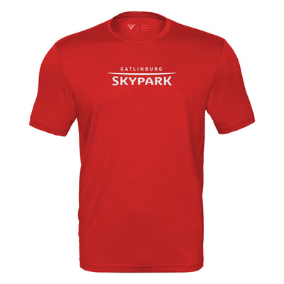 Gatlinburg SkyPark Tech T-Shirt White Chest Logo FLAME RED