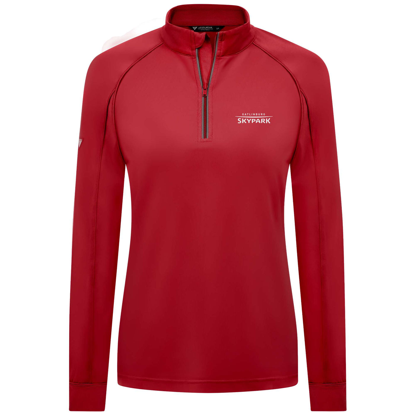 Gatlinburg SkyPark Women's Lightweight 1/4 Zip White Small Chest Logo FLAME RED