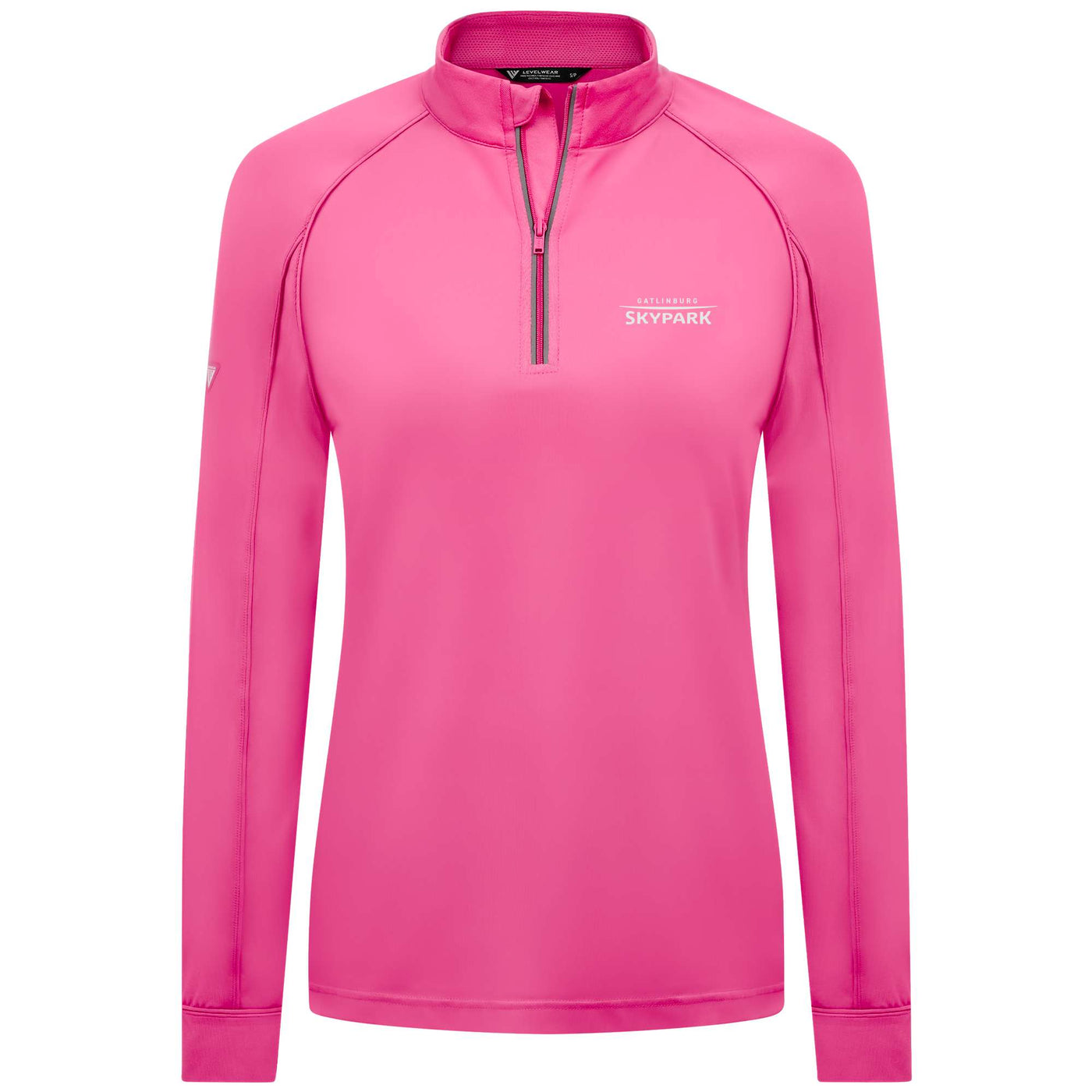 Gatlinburg SkyPark Women's Lightweight 1/4 Zip White Small Chest Logo DEEP PINK