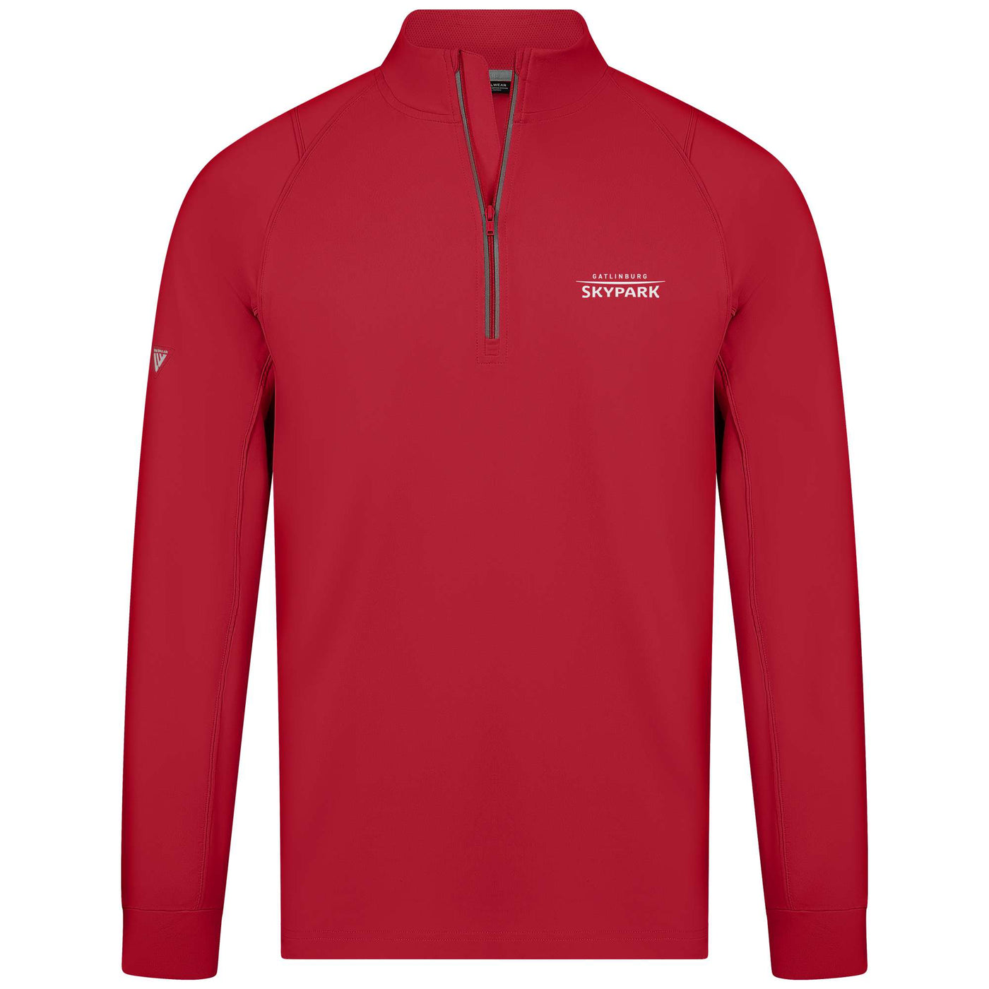 Gatlinburg SkyPark Men's Lightweight 1/4 Zip White Small Chest Logo FLAME RED