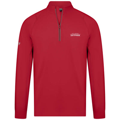 Gatlinburg SkyPark Men's Lightweight 1/4 Zip White Small Chest Logo FLAME RED