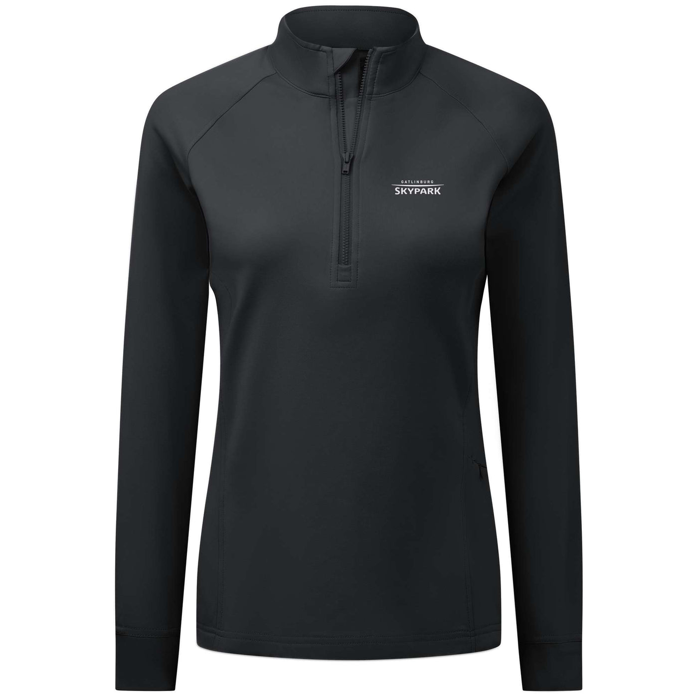 Gatlinburg SkyPark Women's Midweight 1/4 Zip White Small Chest Logo BLACK