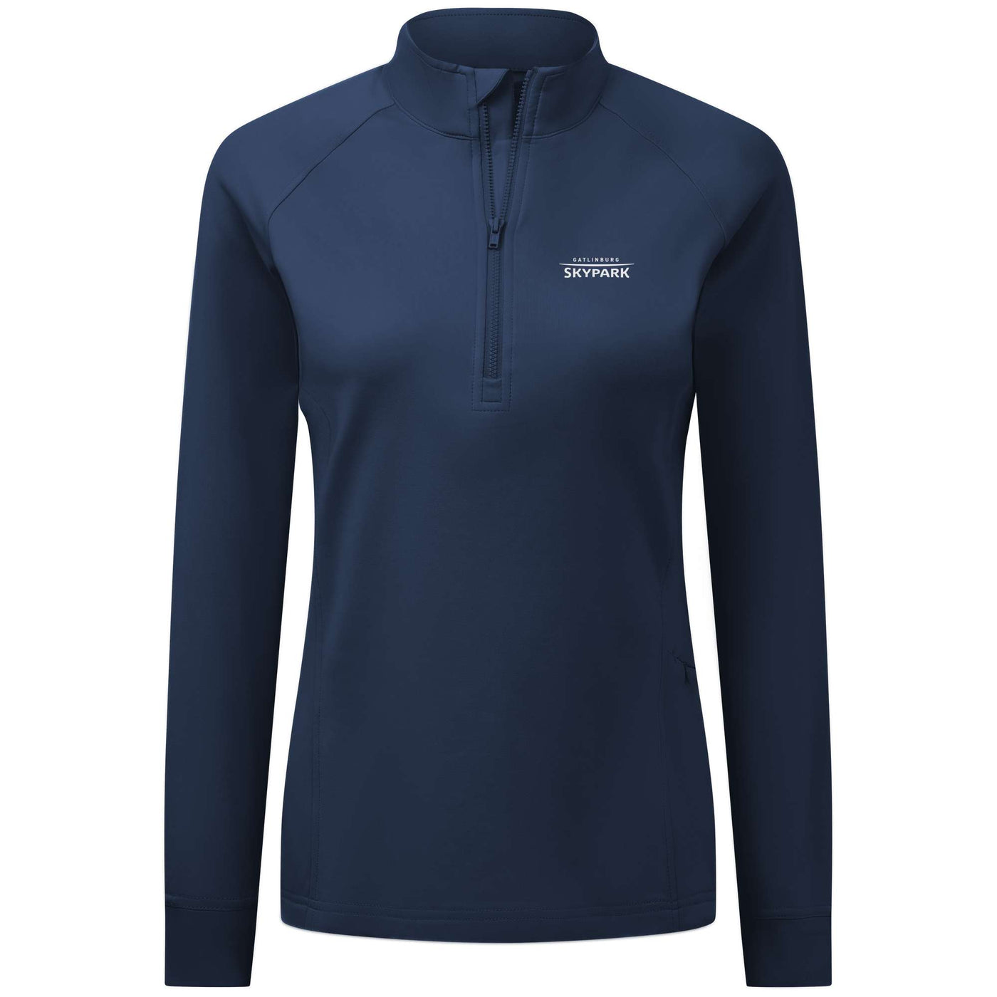 Gatlinburg SkyPark Women's Midweight 1/4 Zip White Small Chest Logo NAVY