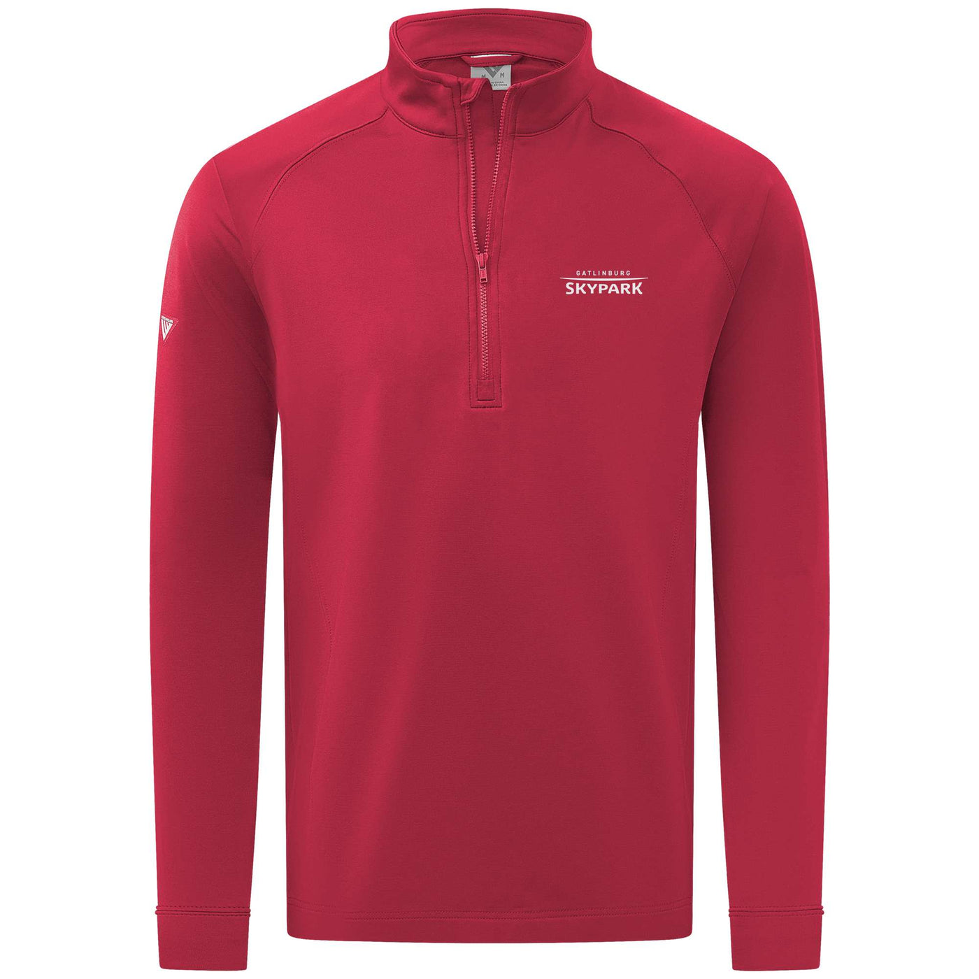 Gatlinburg SkyPark Men's Midweight 1/4 Zip White Small Chest Logo FLAME RED