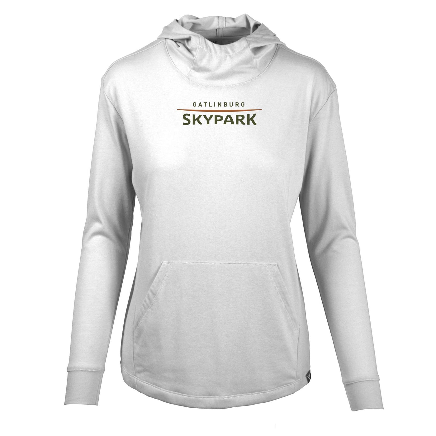 Gatlinburg SkyPark Women's Lightweight Tech Hoody Full Color Chest Logo WHITE