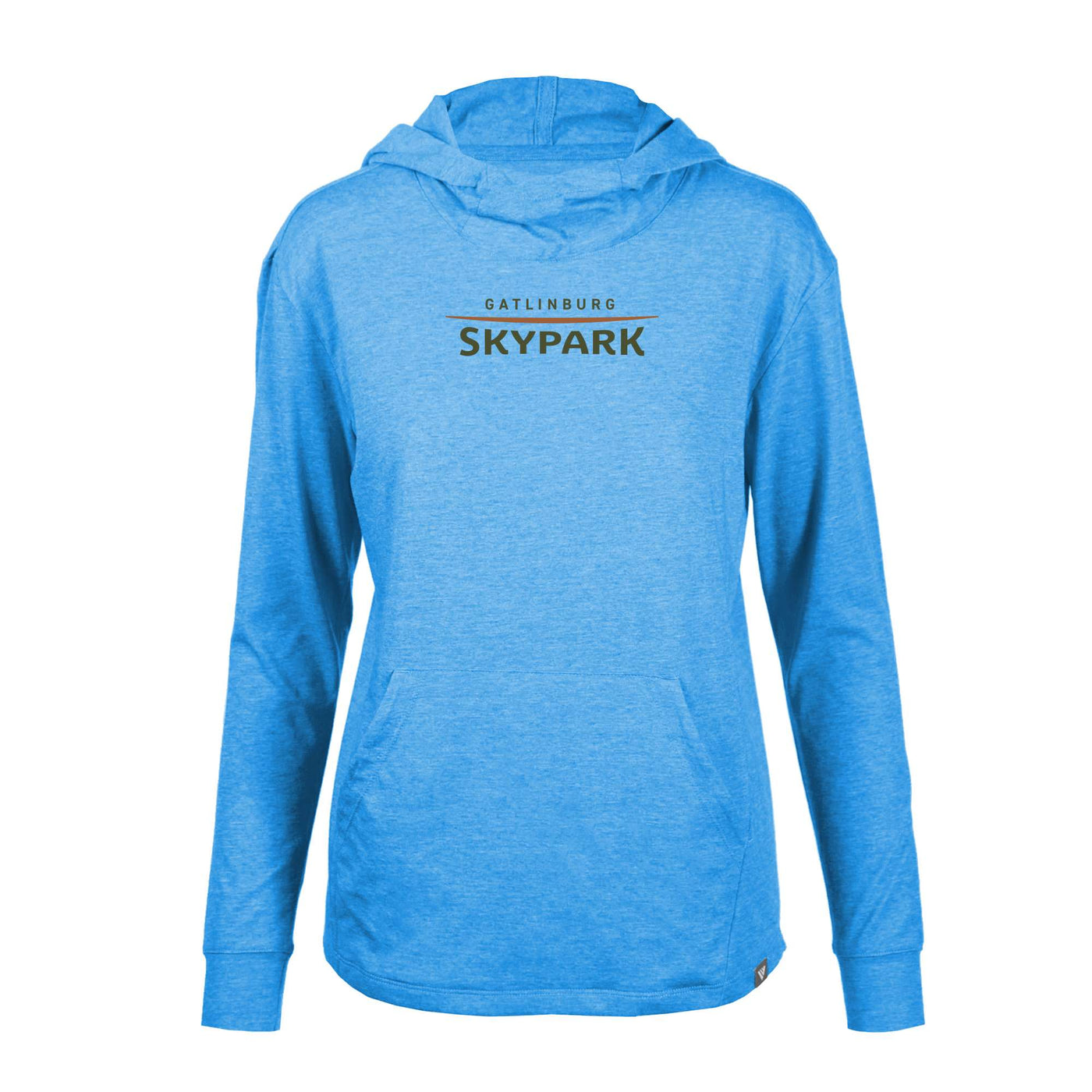 Gatlinburg SkyPark Women's Lightweight Tech Hoody Full Color Chest Logo HEATHER BLUE ORCHID