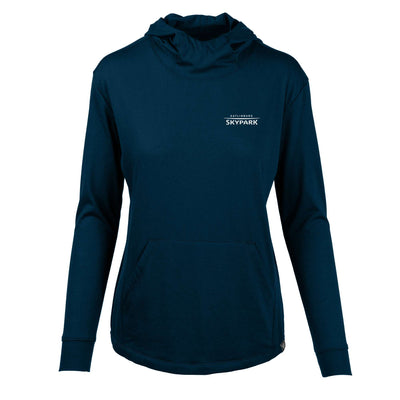 Gatlinburg SkyPark Women's Lightweight Tech Hoody White Small Chest Logo SOLID NAVY