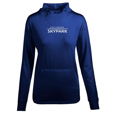 Gatlinburg SkyPark Women's Lightweight Tech Hoody White Chest Logo TEAM ROYAL