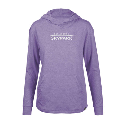 Gatlinburg SkyPark Women's Lightweight Tech Hoody White Chest Logo HEATHER PURPLE REIGN