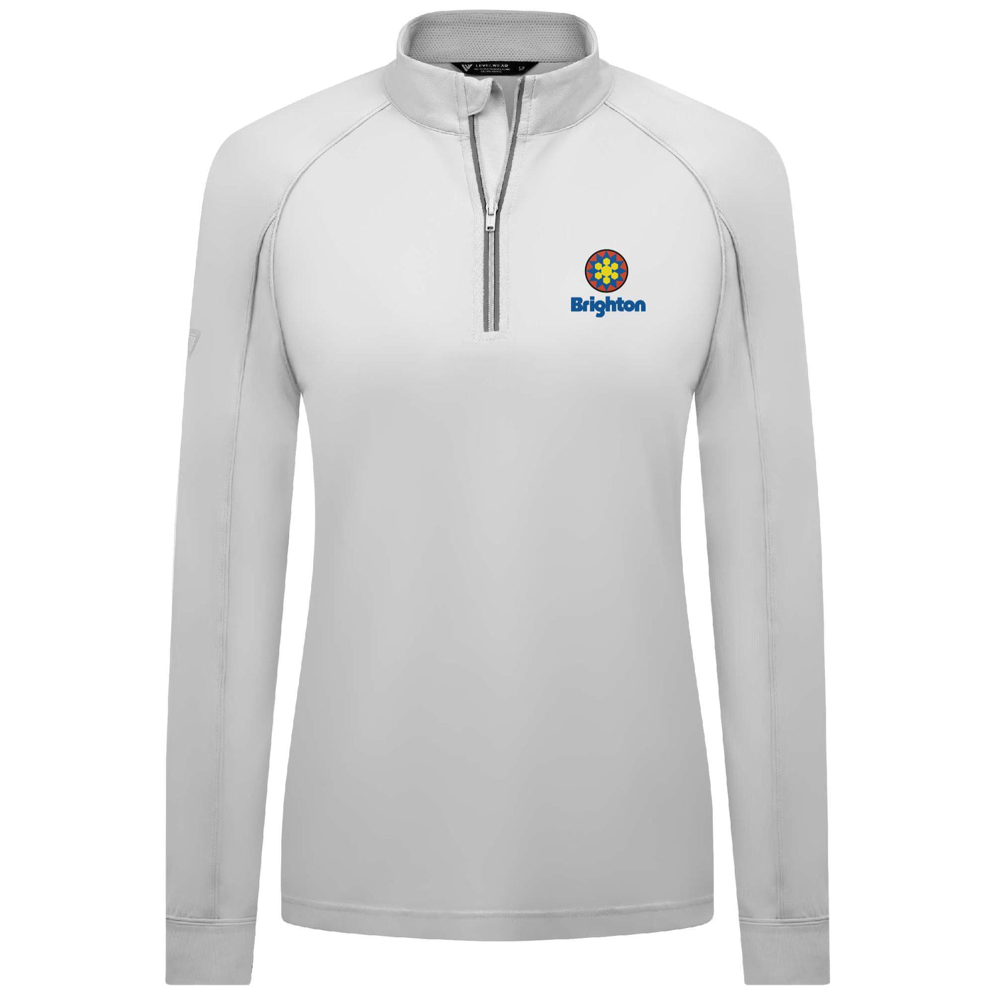 Brighton Women's Lightweight 1/4 Zip Full Color Small Chest Logo WHITE