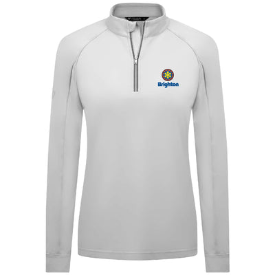 Brighton Women's Lightweight 1/4 Zip Full Color Small Chest Logo WHITE