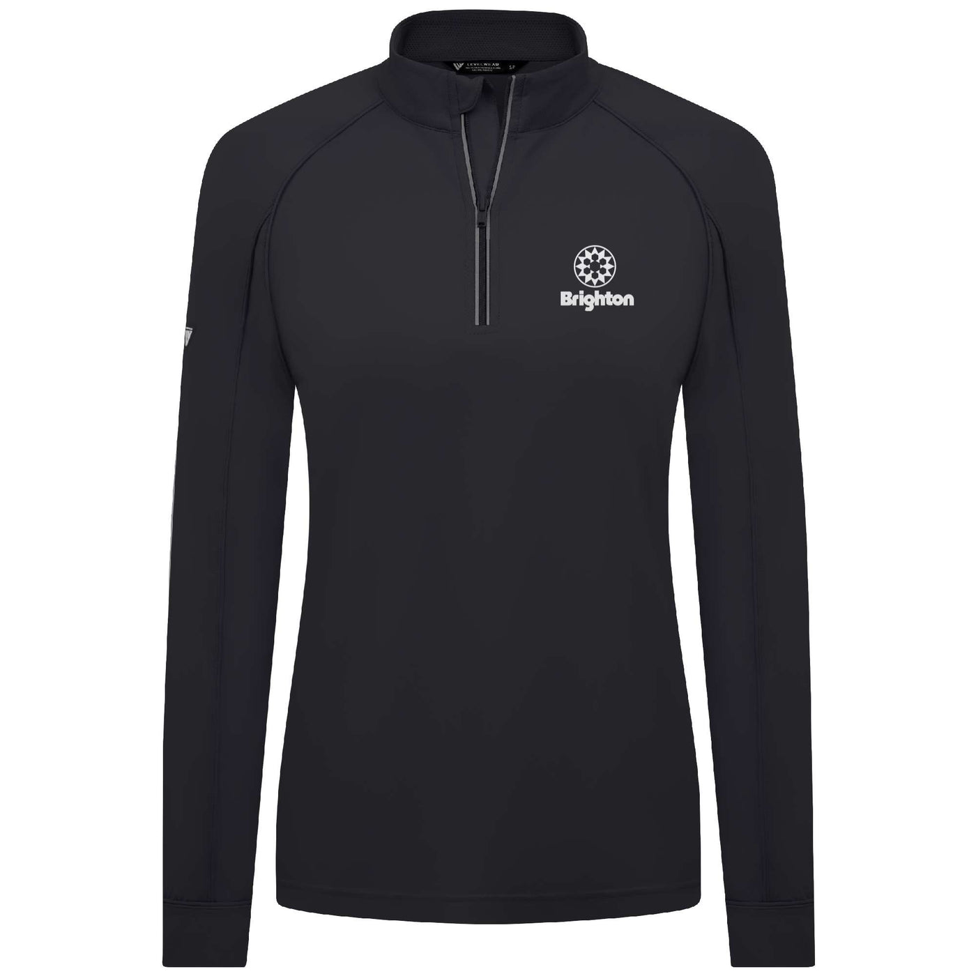 Brighton Women's Lightweight 1/4 Zip White Small Chest Logo BLACK