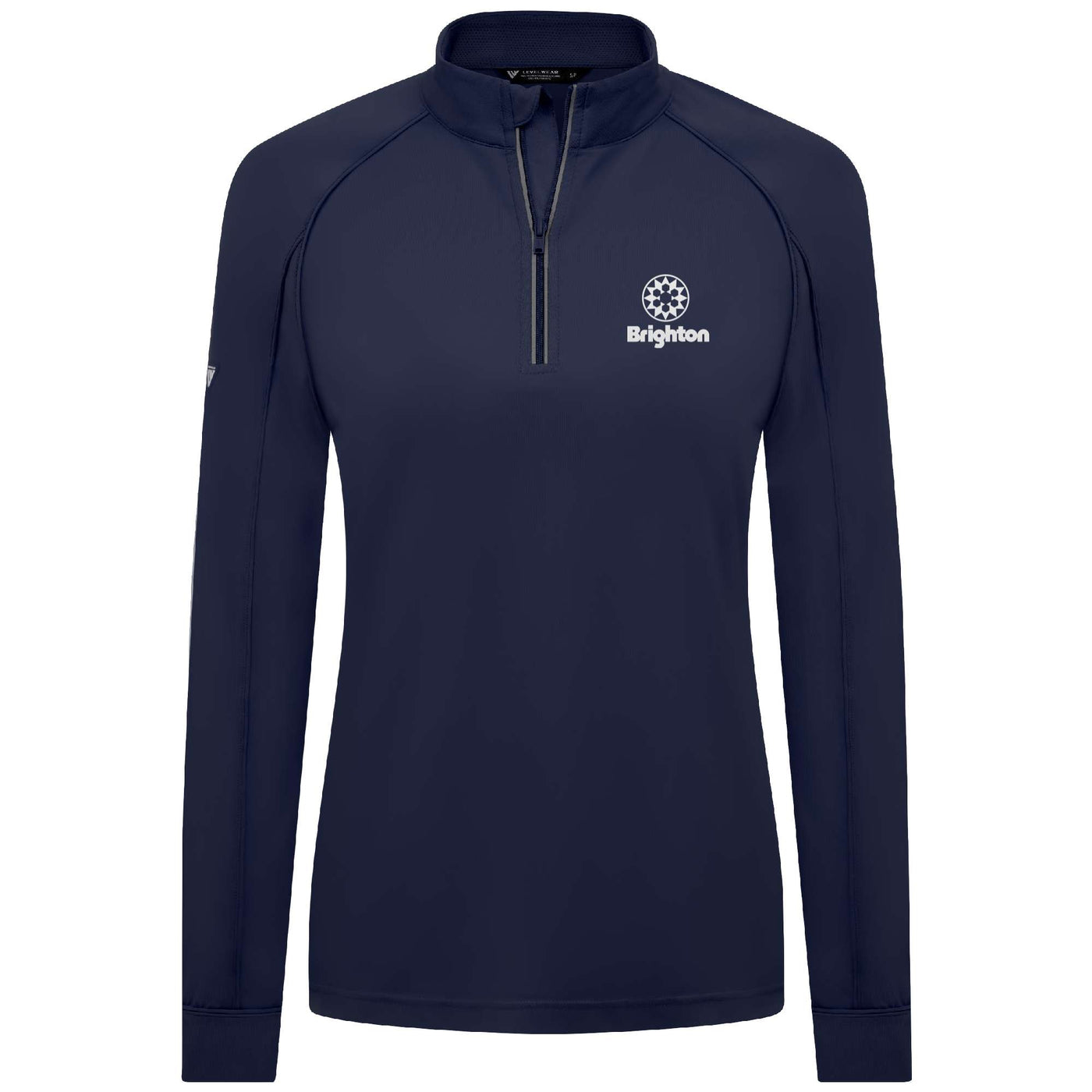 Brighton Women's Lightweight 1/4 Zip White Small Chest Logo NAVY