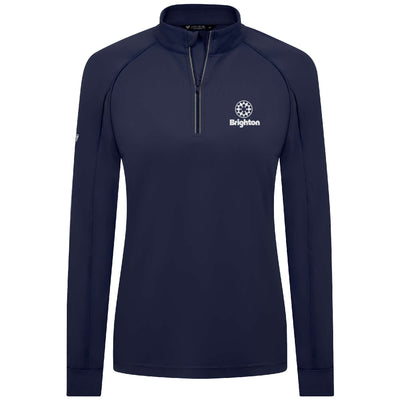 Brighton Women's Lightweight 1/4 Zip White Small Chest Logo NAVY