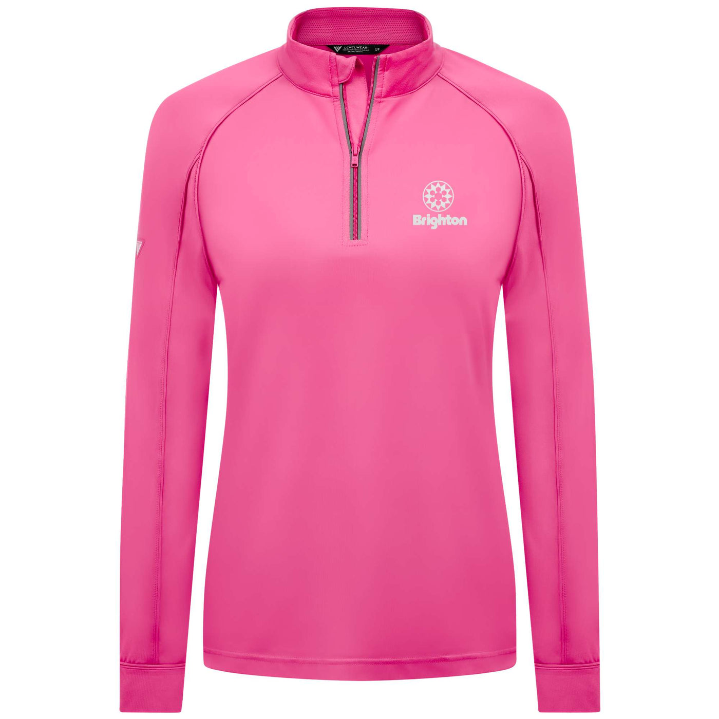 Brighton Women's Lightweight 1/4 Zip White Small Chest Logo DEEP PINK