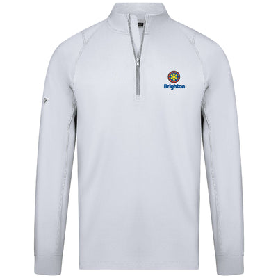 Brighton Men's Lightweight 1/4 Zip Full Color Small Chest Logo WHITE