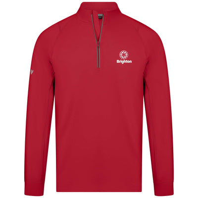 Brighton Men's Lightweight 1/4 Zip White Small Chest Logo FLAME RED