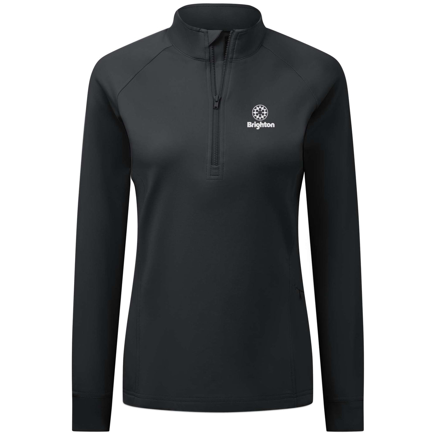 Brighton Women's Midweight 1/4 Zip White Small Chest Logo BLACK