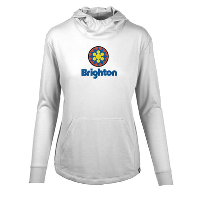 Brighton Women's Lightweight Tech Hoody Full Color Chest Logo WHITE