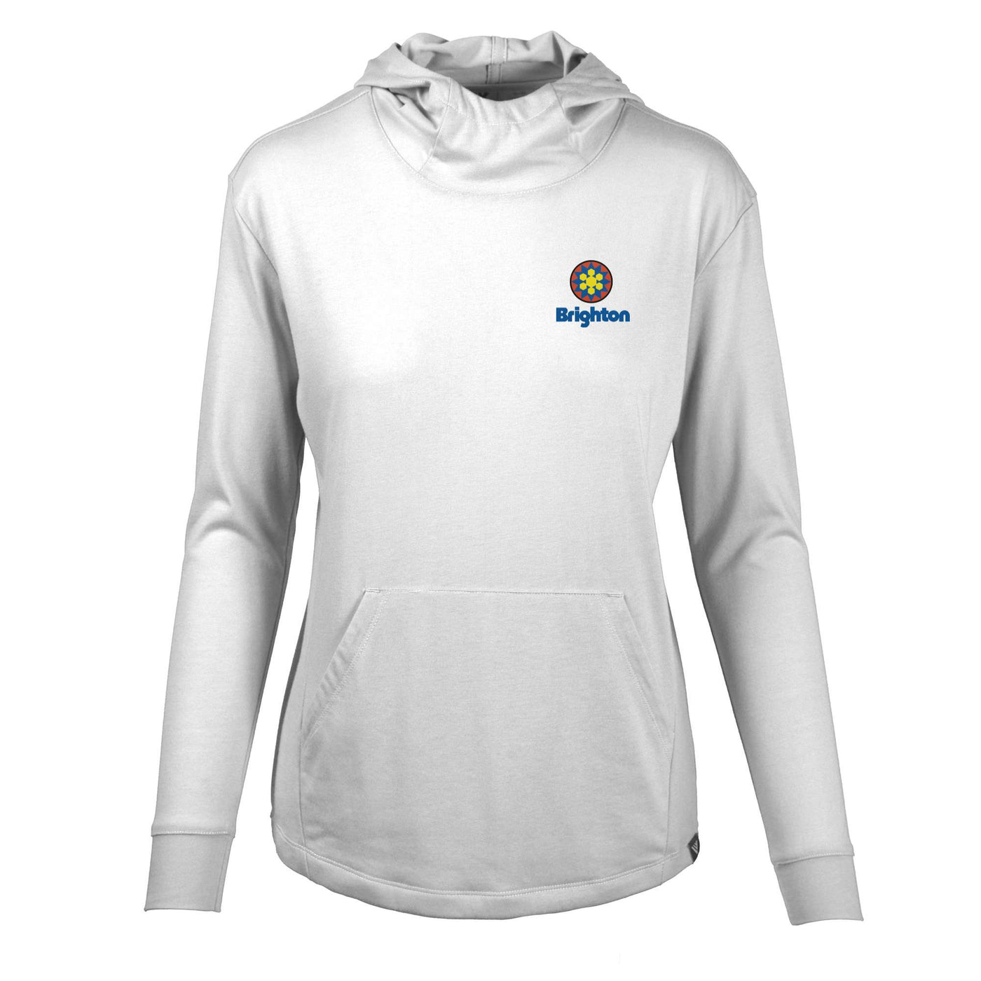 Brighton Women's Lightweight Tech Hoody Full Color Small Chest Logo WHITE