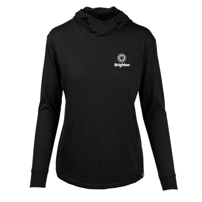 Brighton Women's Lightweight Tech Hoody White Small Chest Logo BLACK