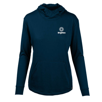 Brighton Women's Lightweight Tech Hoody White Small Chest Logo SOLID NAVY