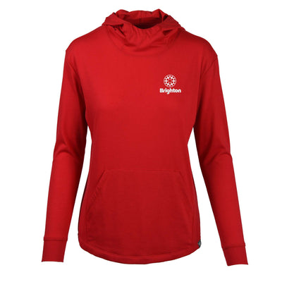 Brighton Women's Lightweight Tech Hoody White Small Chest Logo SOLID FLAME RED