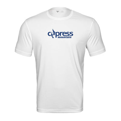 Cypress Tech T-Shirt Blue Chest Logo WHITE