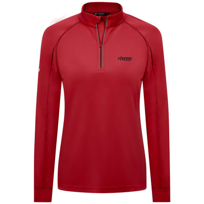 Cypress Women's Lightweight 1/4 Zip Black Small Chest Logo FLAME RED