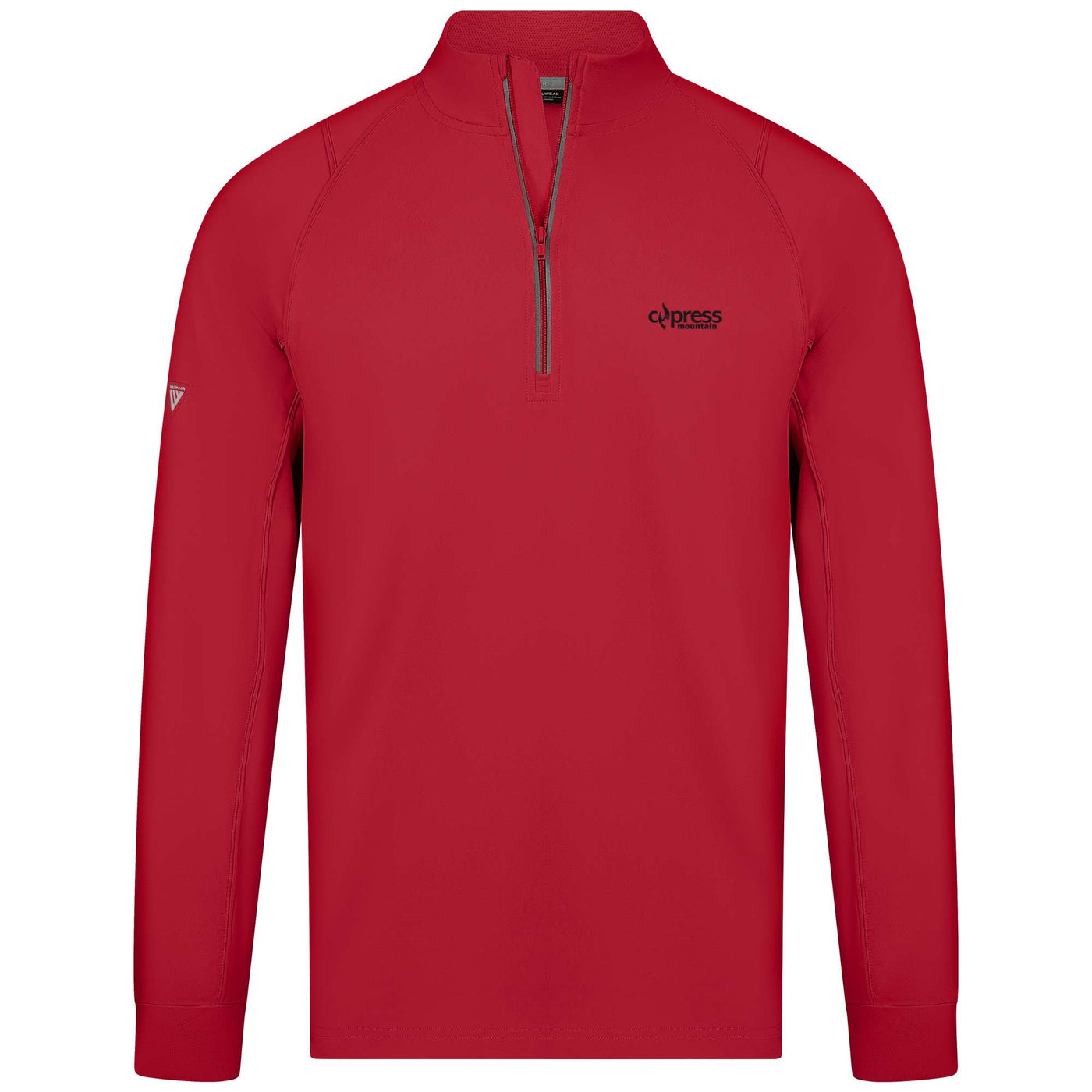 Cypress Men's Lightweight 1/4 Zip Black Small Chest Logo FLAME RED