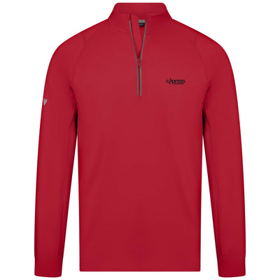 Cypress Men's Lightweight 1/4 Zip Black Small Chest Logo FLAME RED