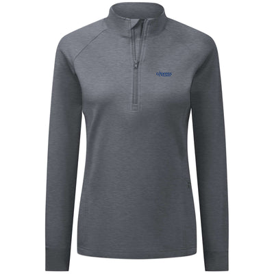 Cypress Women's Midweight 1/4 Zip Blue Small Chest Logo HEATHER CHARCOAL