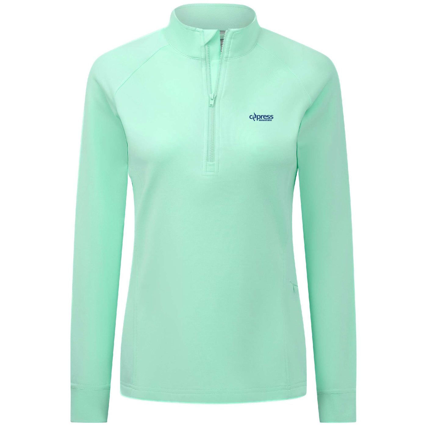 Cypress Women's Midweight 1/4 Zip Blue Small Chest Logo BEACH GLASS-MINT