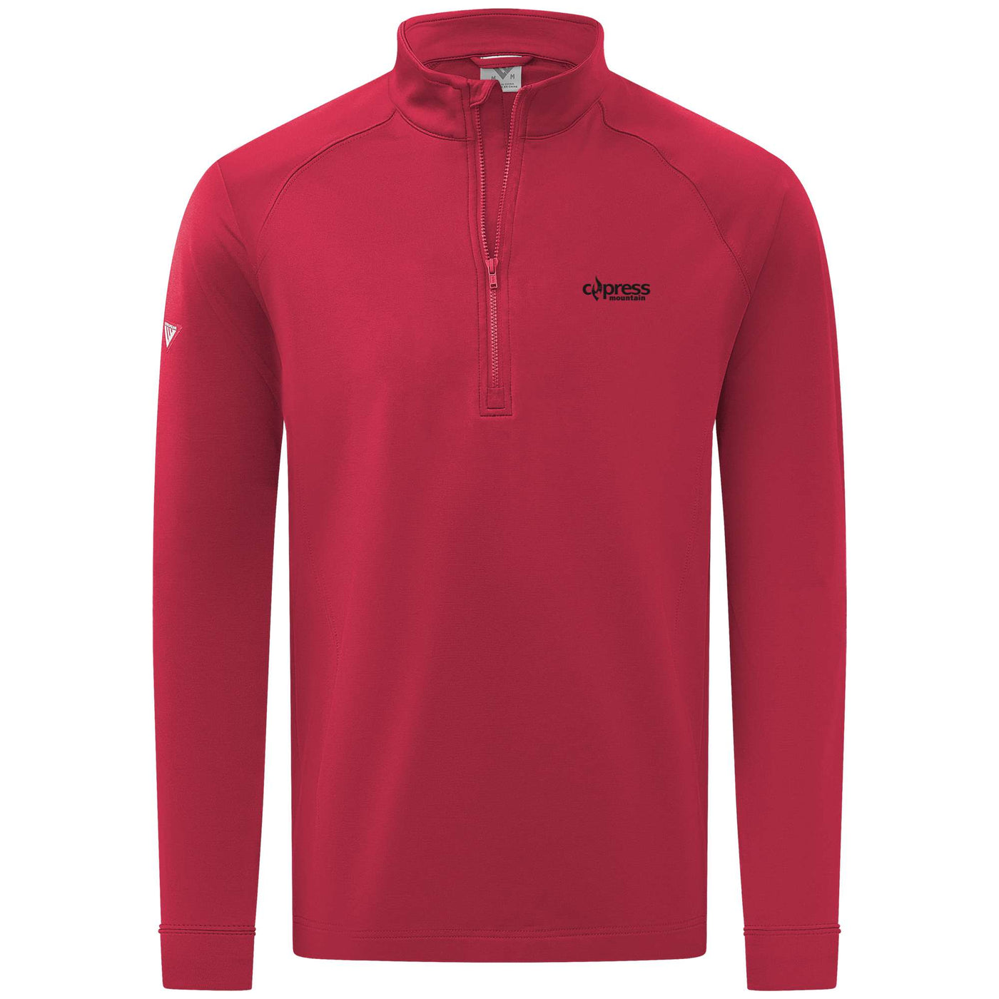 Cypress Men's Midweight 1/4 Zip Black Small Chest Logo FLAME RED