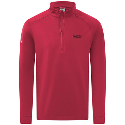 Cypress Men's Midweight 1/4 Zip Black Small Chest Logo FLAME RED