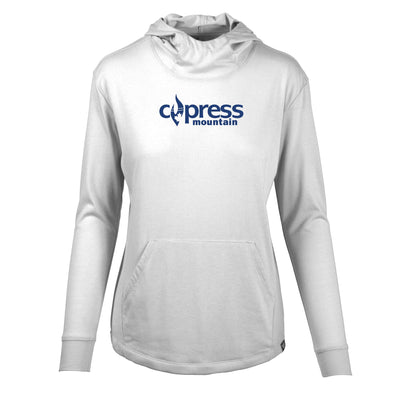 Cypress Women's Lightweight Tech Hoody Blue Chest Logo WHITE