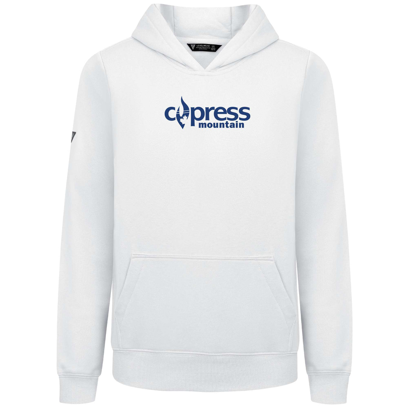 Cypress Kid's Hoody Blue Chest Logo WHITE