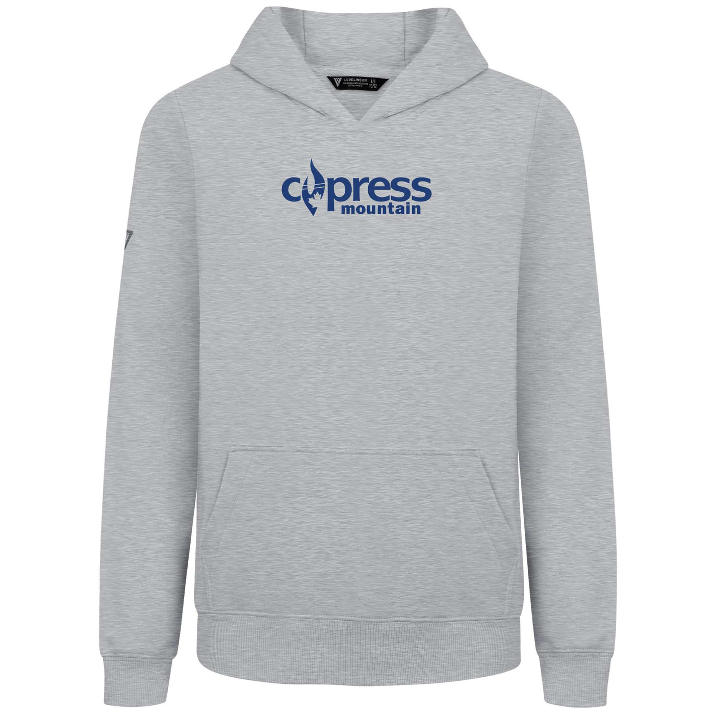 Cypress Kid's Hoody Blue Chest Logo HEATHER PEBBLE