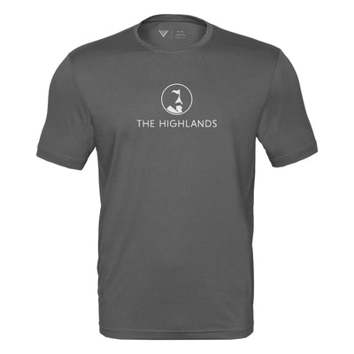 The Highlands Tech T-Shirt White Chest Logo CHARCOAL