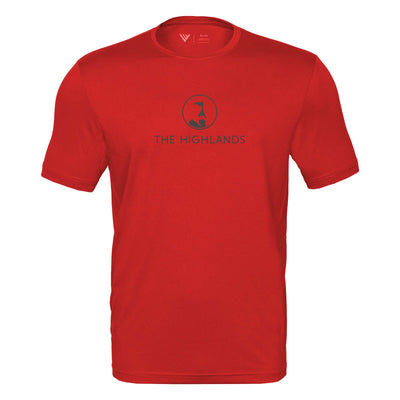 The Highlands Tech T-Shirt Grey Chest Logo FLAME RED