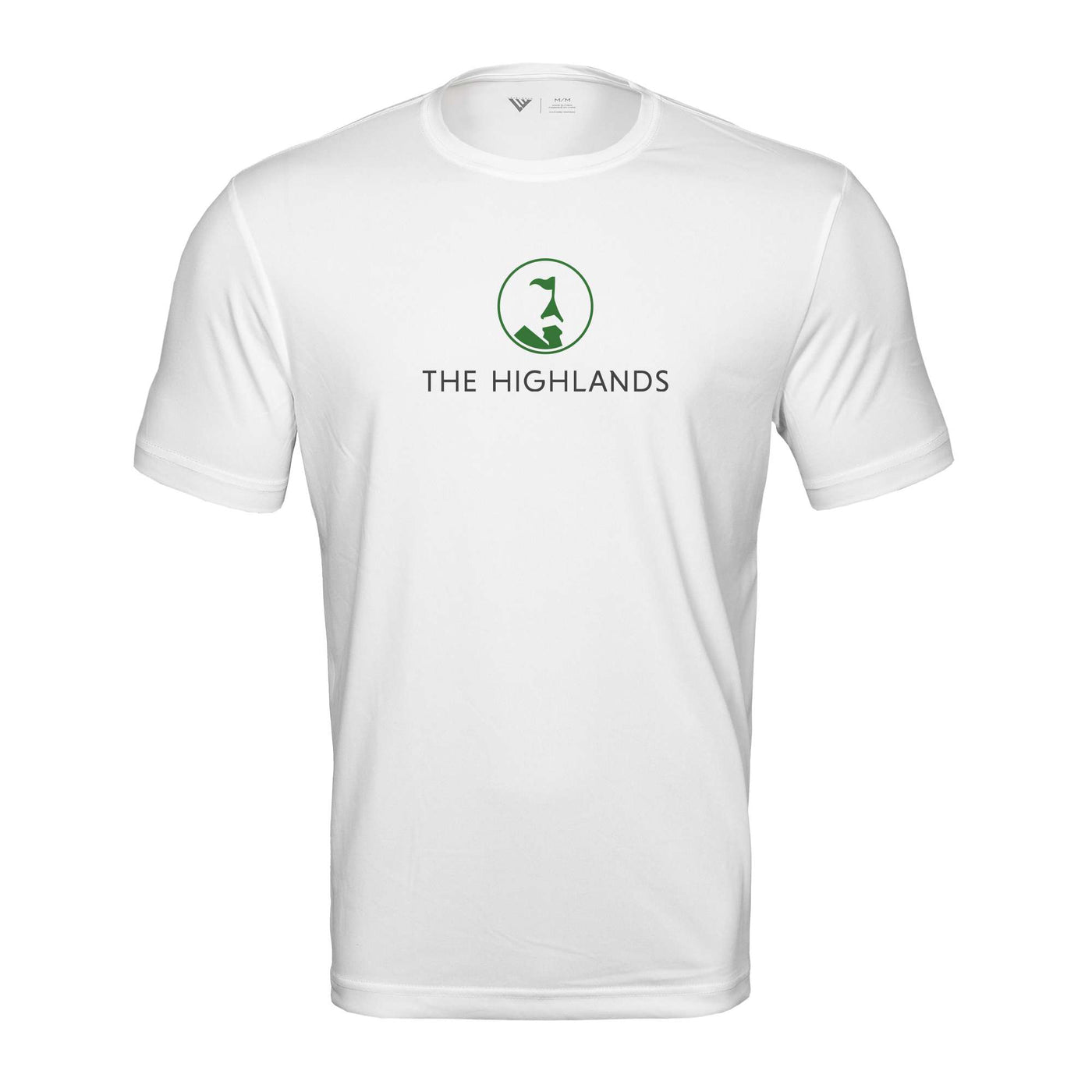 The Highlands Tech T-Shirt Green Chest Logo WHITE