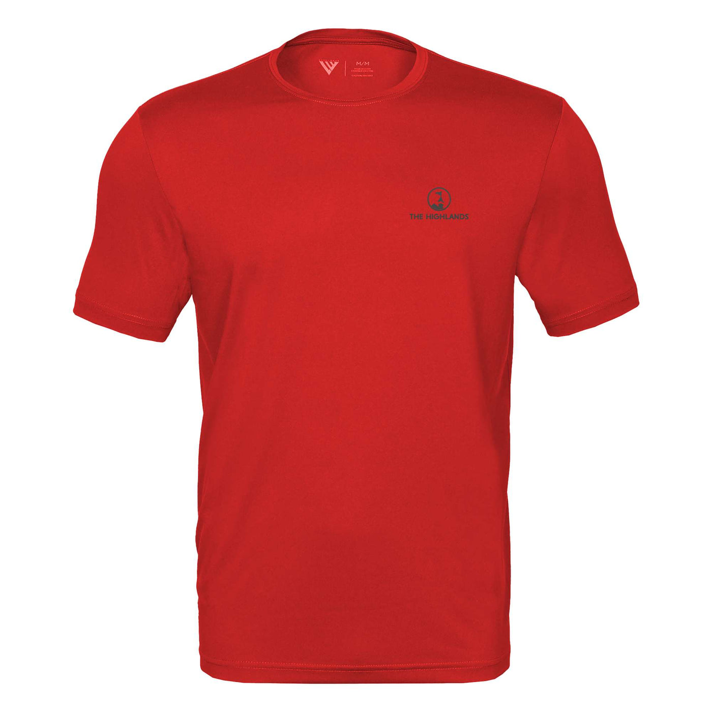 The Highlands Tech T-Shirt Grey Small Chest Logo FLAME RED