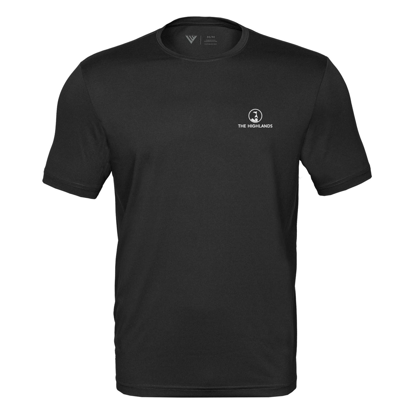 The Highlands Tech T-Shirt White Small Chest Logo BLACK