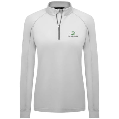 The Highlands Women's Lightweight 1/4 Zip Green Small Chest Logo WHITE