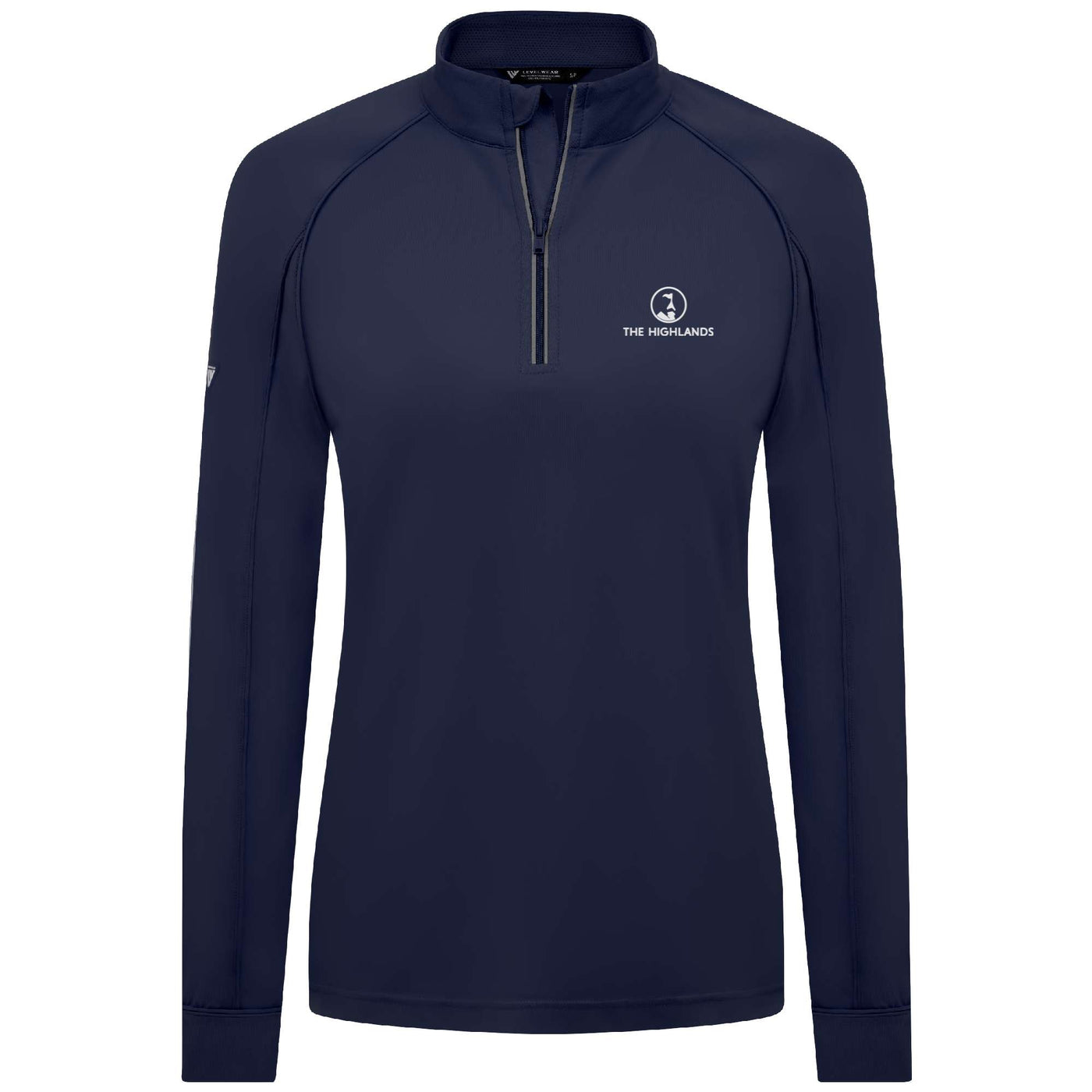 The Highlands Women's Lightweight 1/4 Zip White Small Chest Logo NAVY